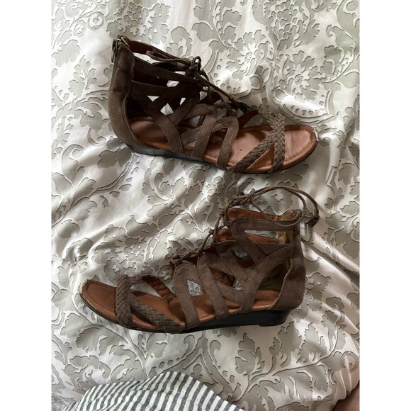 Brown Strappy Sonoma Gladiator Wedge Sandals - Picture 1 of 4